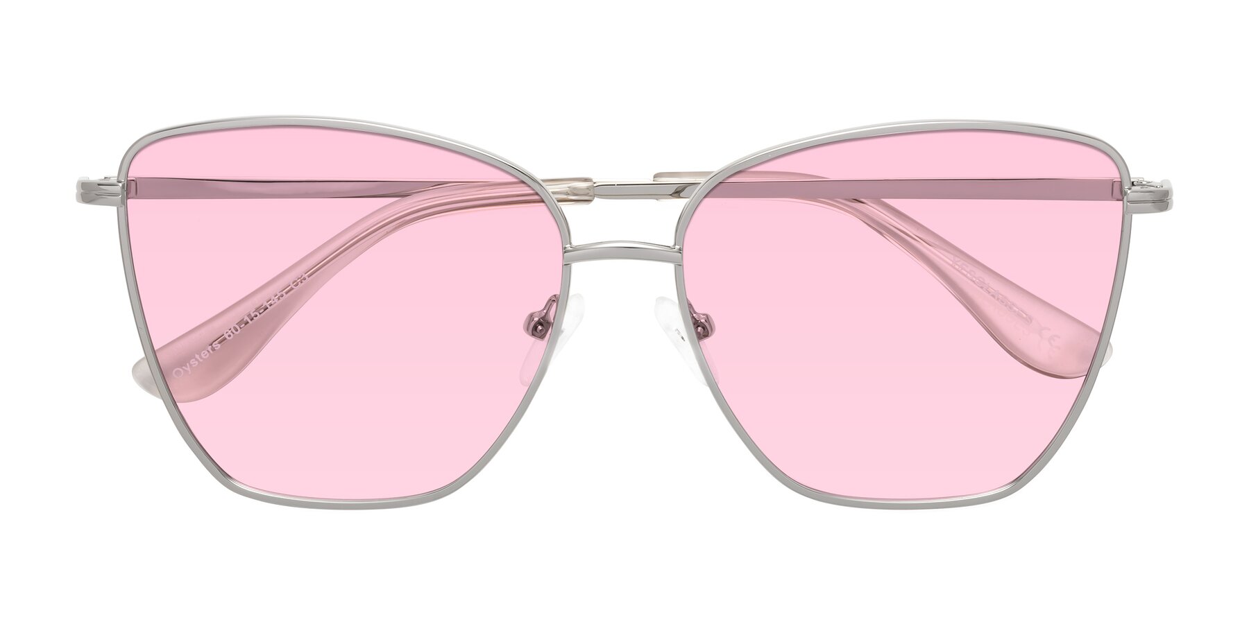 Folded Front of Oysters in Silver with Light Pink Tinted Lenses