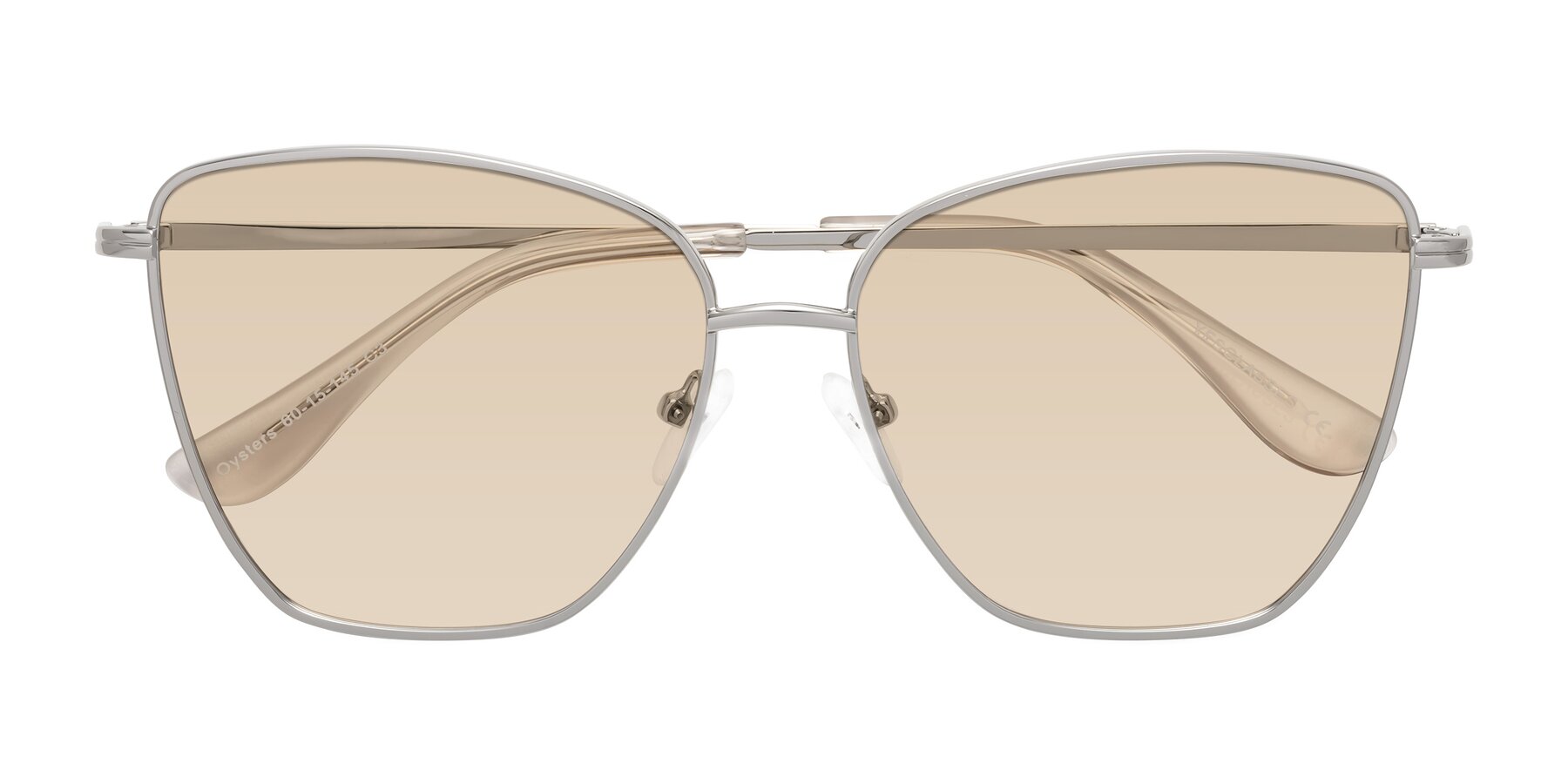 Folded Front of Oysters in Silver with Light Brown Tinted Lenses