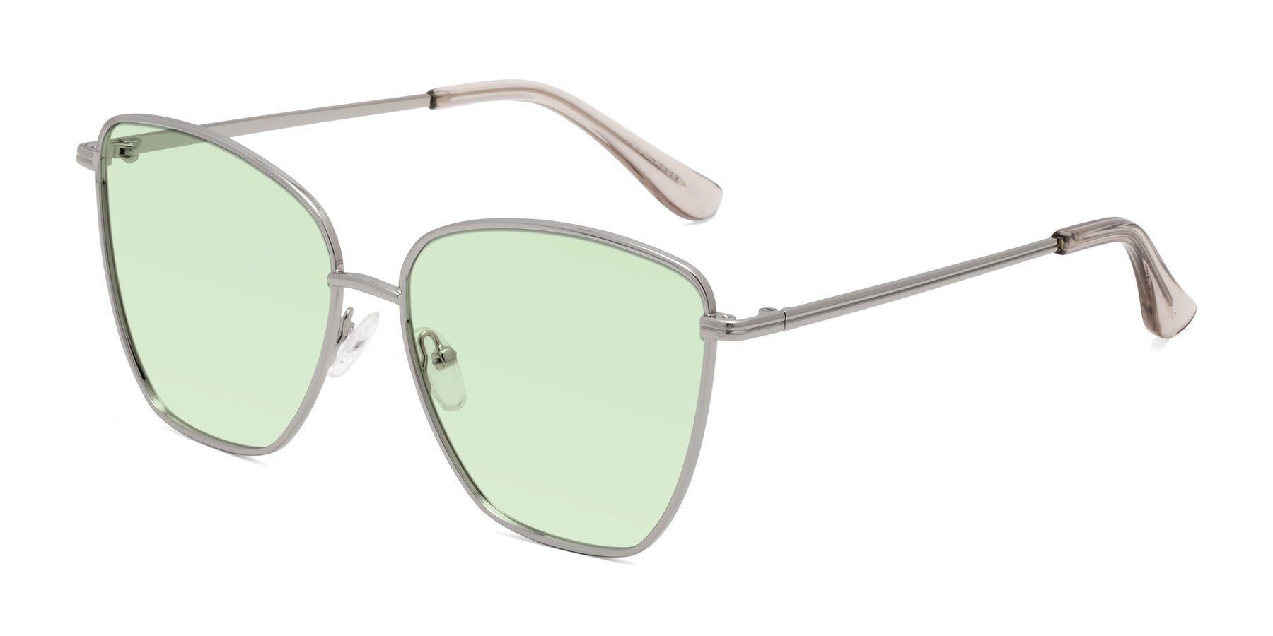 Angle of Oysters in Silver with Light Green Tinted Lenses