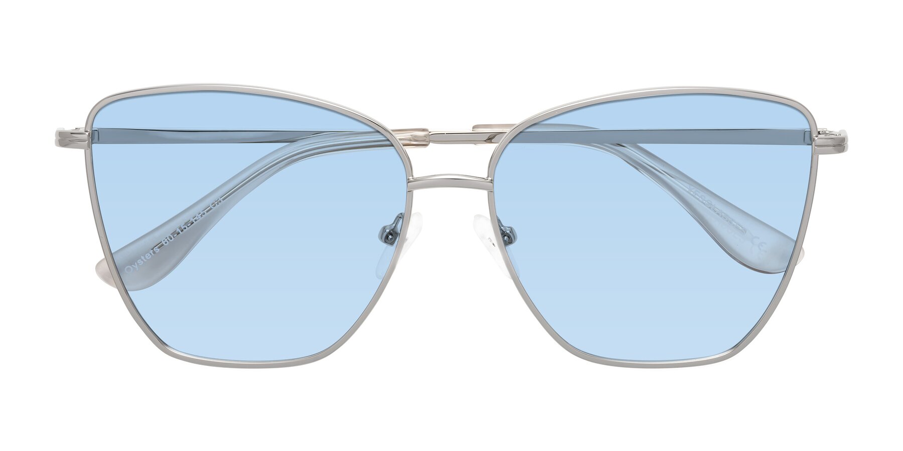 Folded Front of Oysters in Silver with Light Blue Tinted Lenses