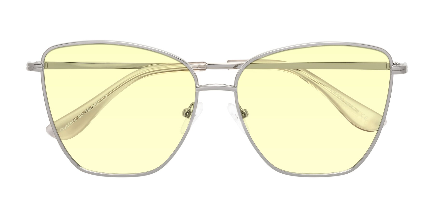 Folded Front of Oysters in Silver with Light Yellow Tinted Lenses