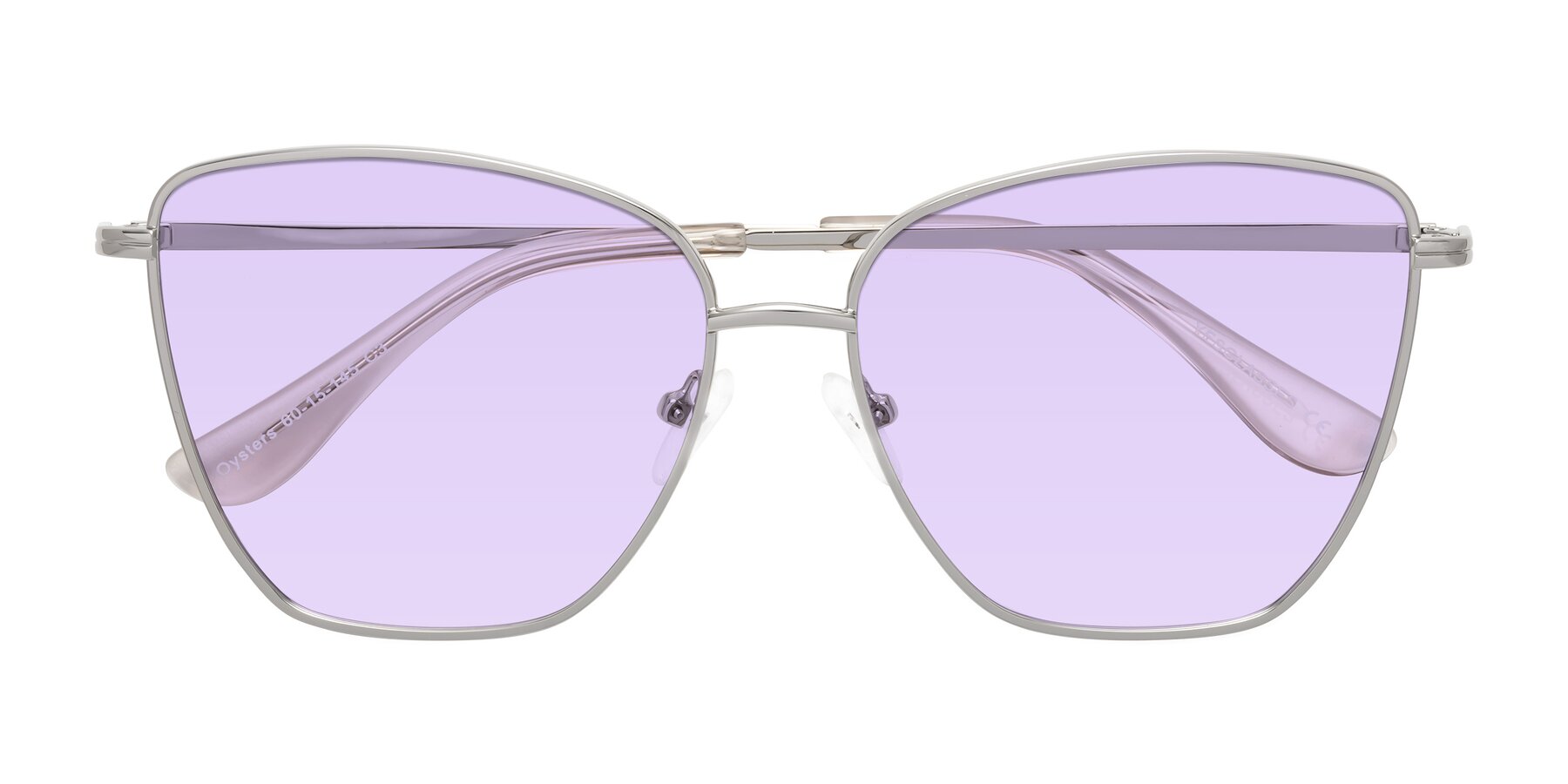 Folded Front of Oysters in Silver with Light Purple Tinted Lenses