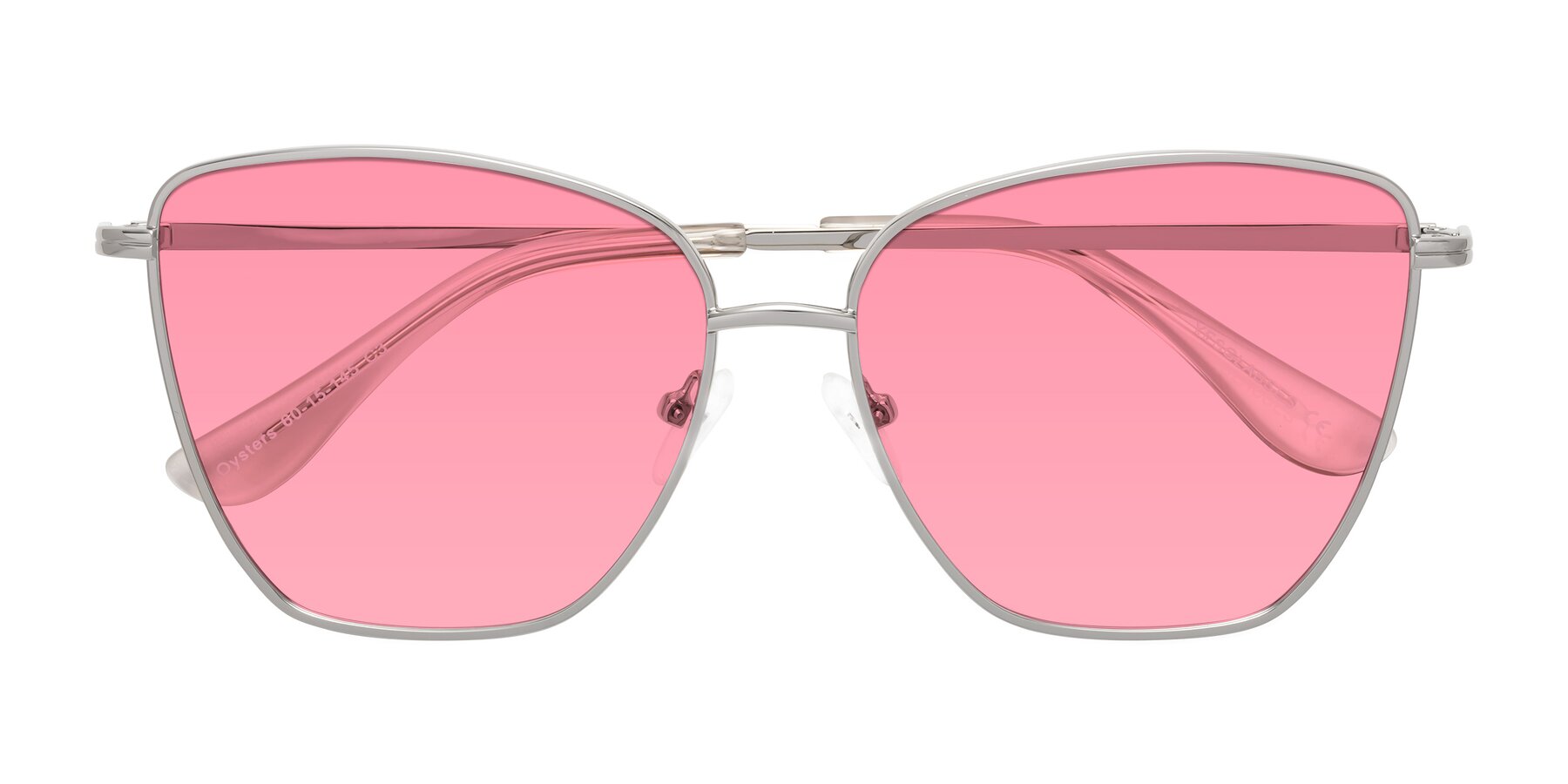 Folded Front of Oysters in Silver with Pink Tinted Lenses