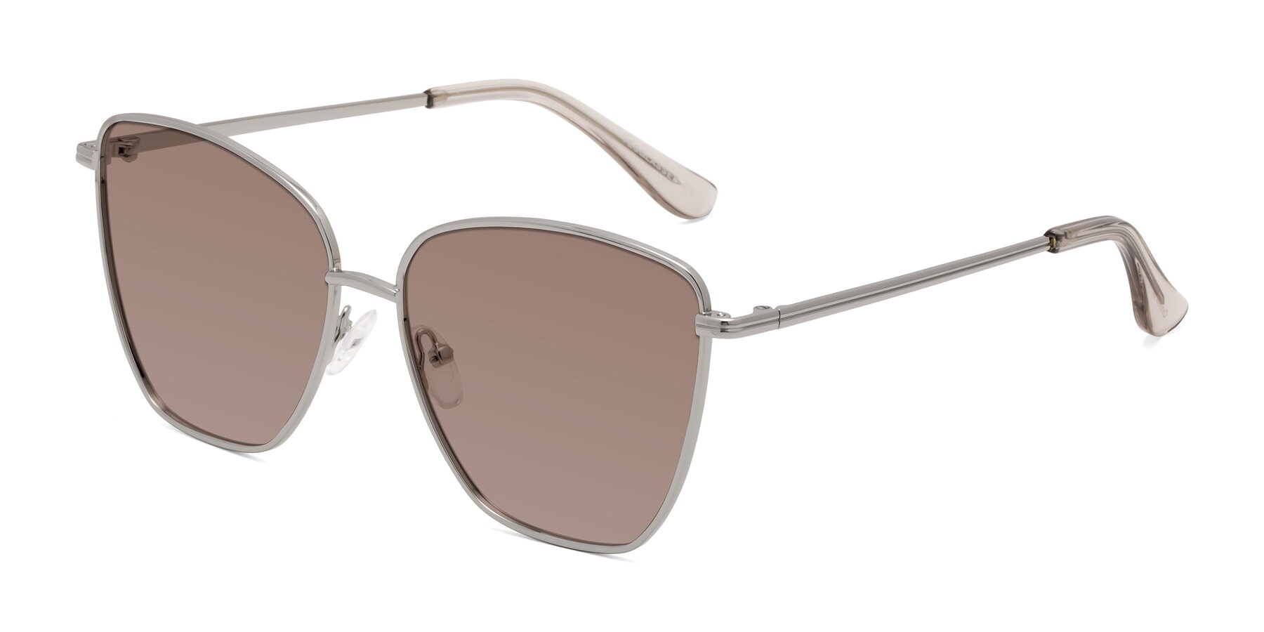 Angle of Oysters in Silver with Medium Brown Tinted Lenses