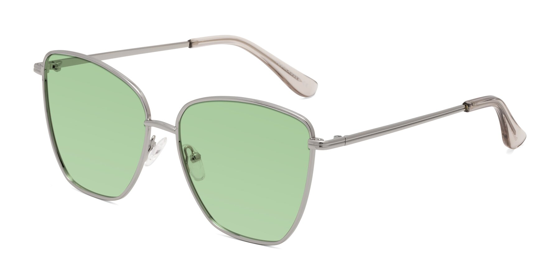 Angle of Oysters in Silver with Medium Green Tinted Lenses