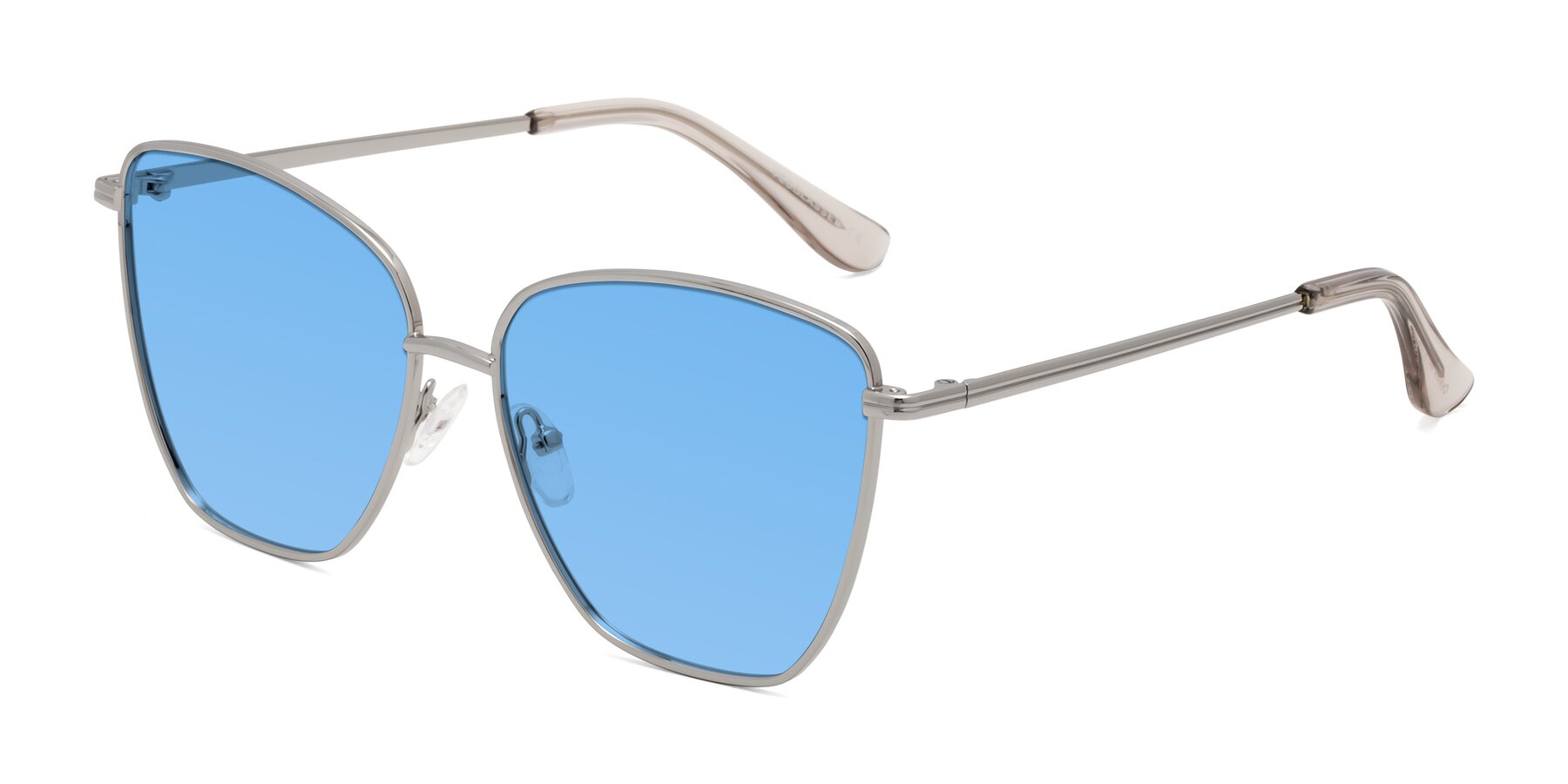 Angle of Oysters in Silver with Medium Blue Tinted Lenses