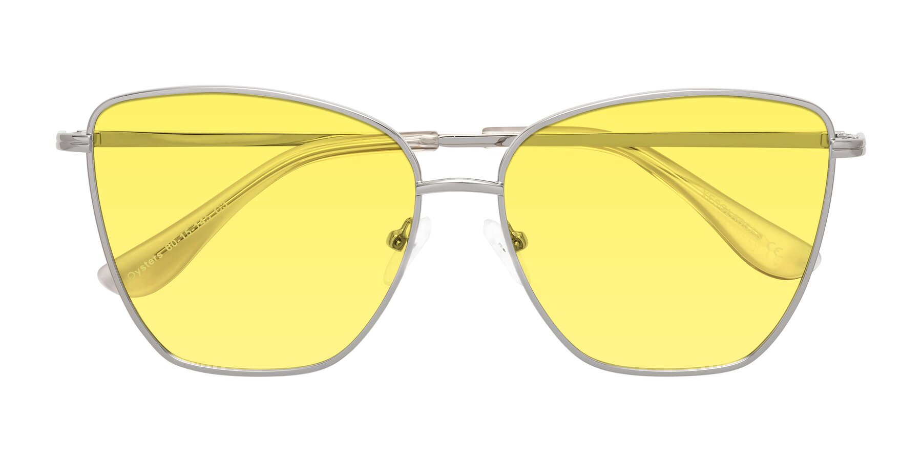 Folded Front of Oysters in Silver with Medium Yellow Tinted Lenses