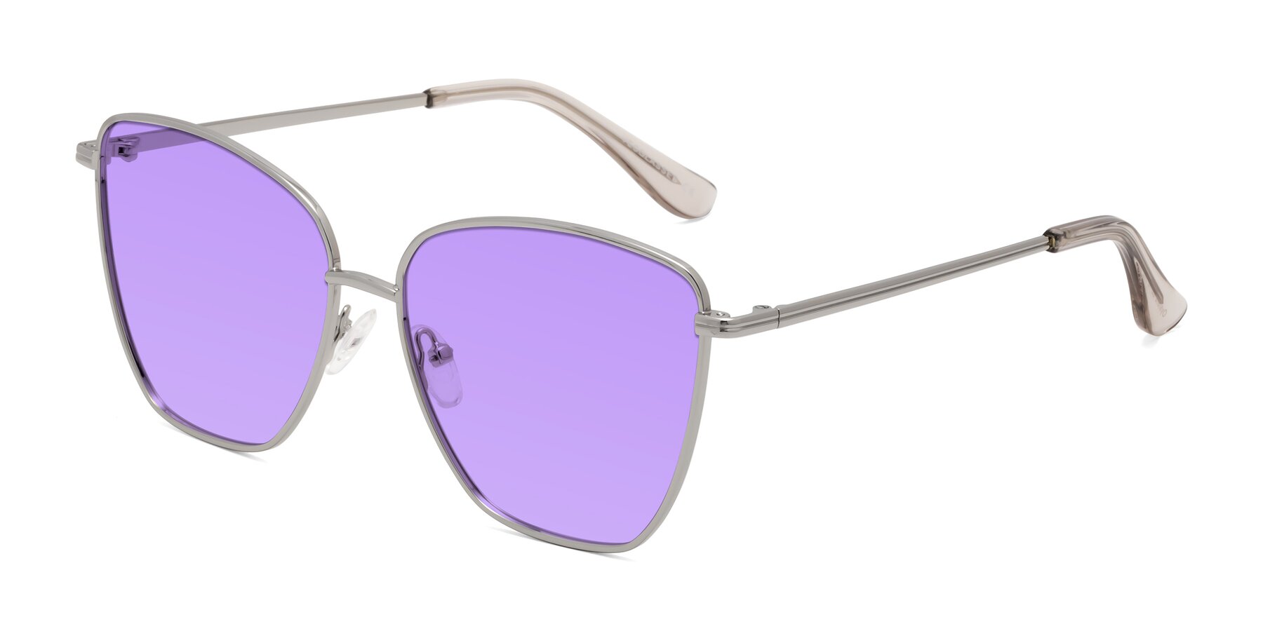 Angle of Oysters in Silver with Medium Purple Tinted Lenses