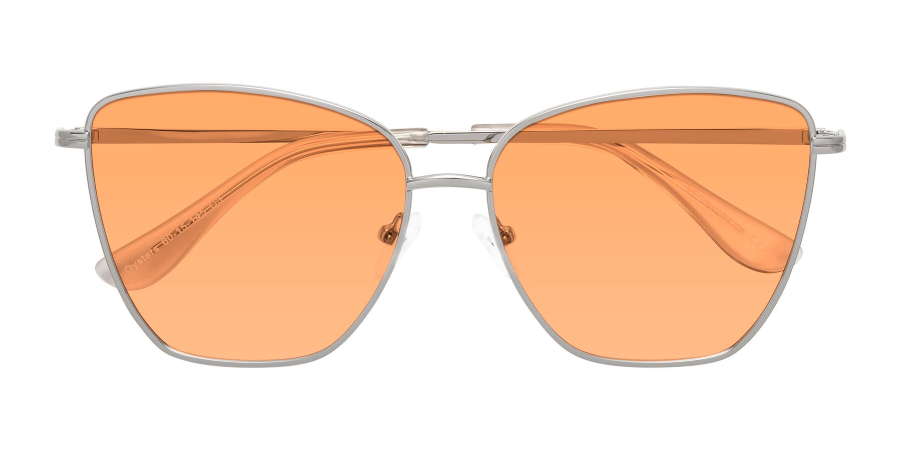 Folded Front of Oysters in Silver with Medium Orange Tinted Lenses