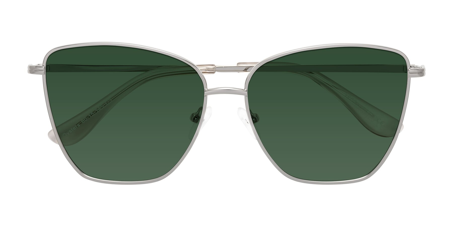 Folded Front of Oysters in Silver with Green Tinted Lenses