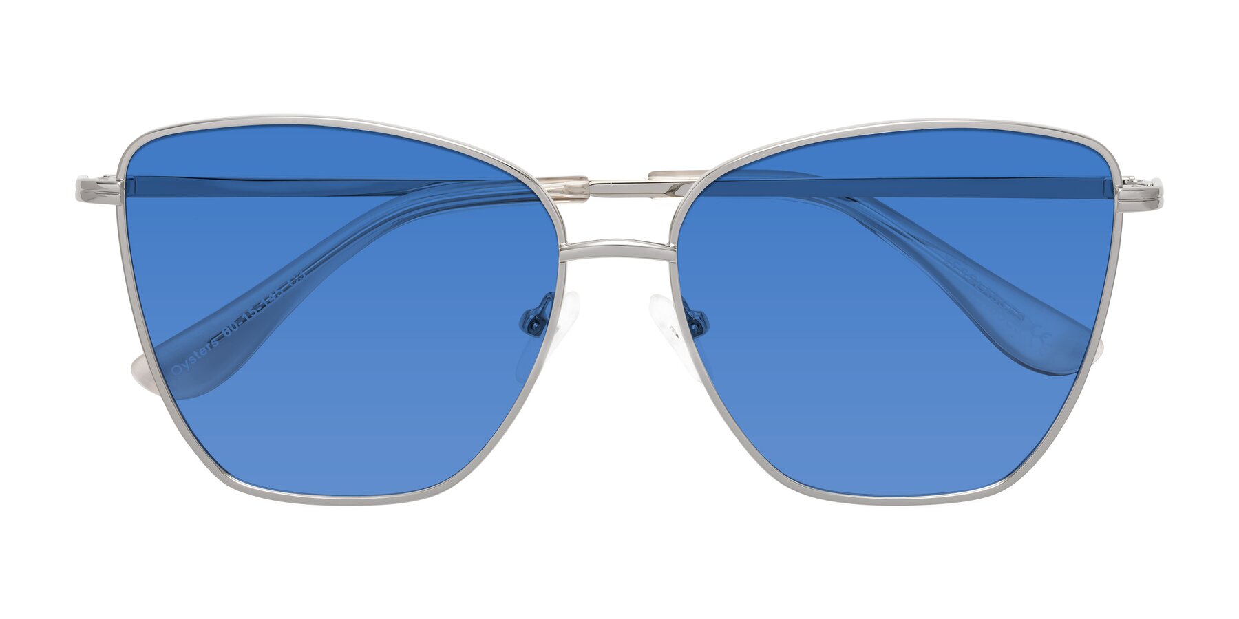 Folded Front of Oysters in Silver with Blue Tinted Lenses