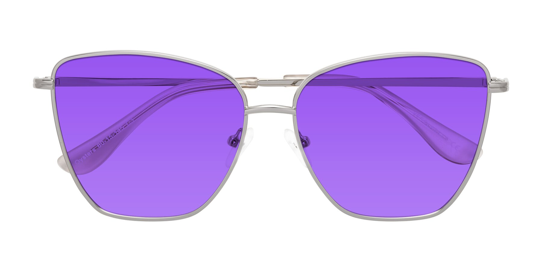 Folded Front of Oysters in Silver with Purple Tinted Lenses