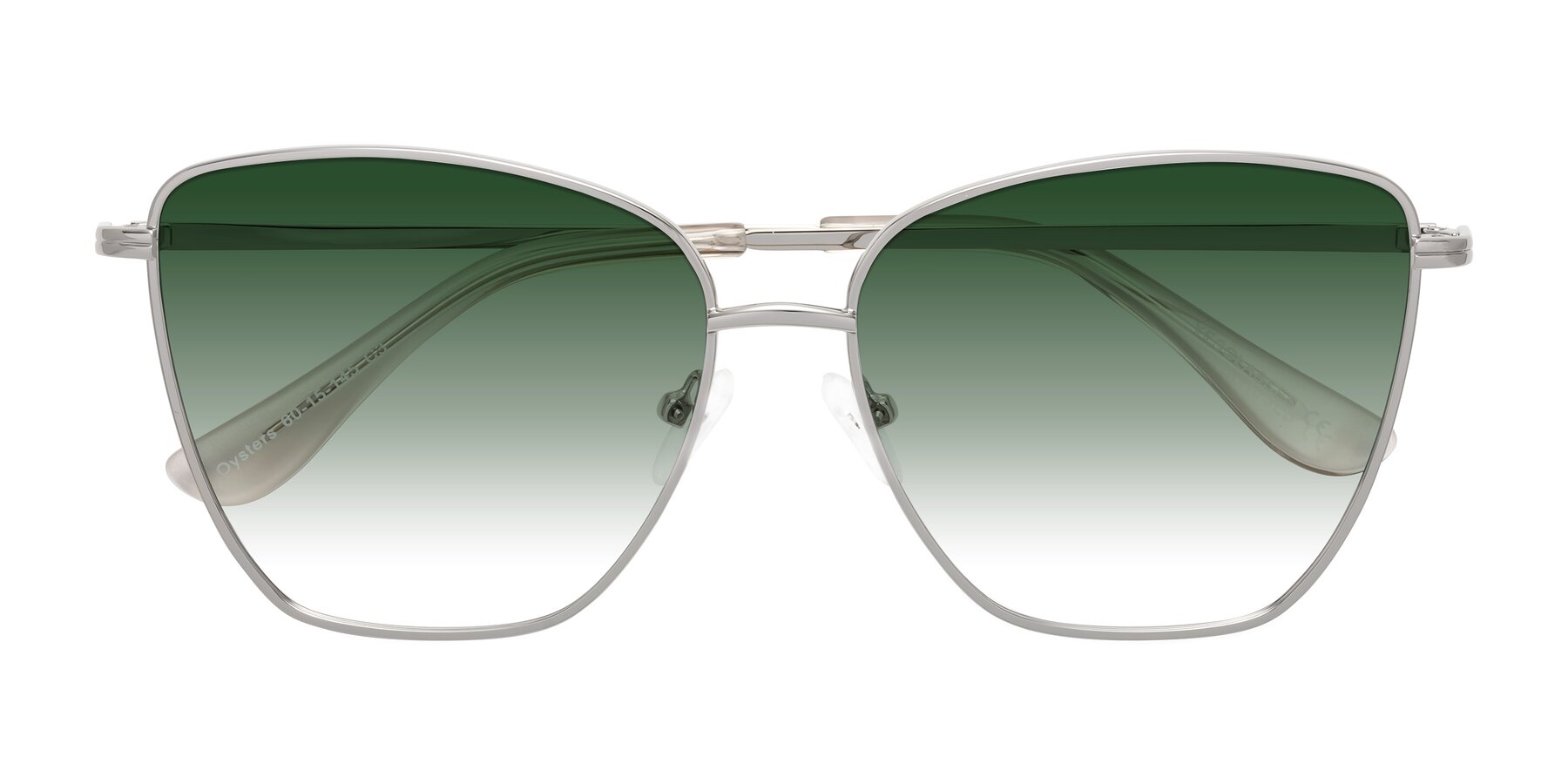 Folded Front of Oysters in Silver with Green Gradient Lenses