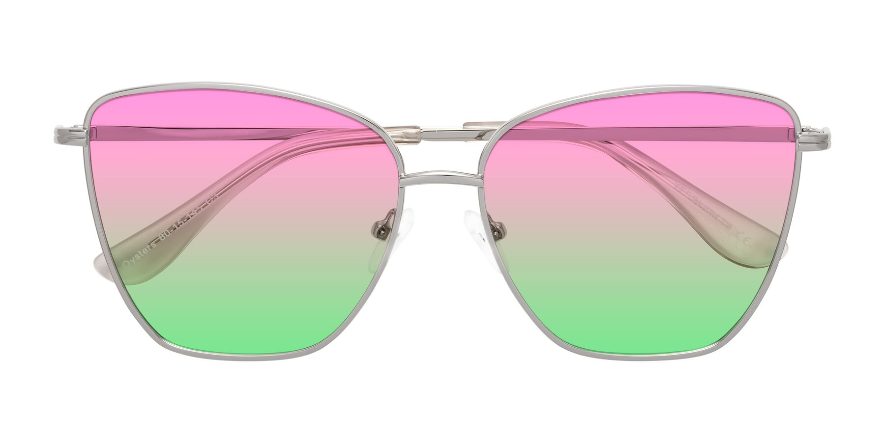 Folded Front of Oysters in Silver with Pink / Green Gradient Lenses