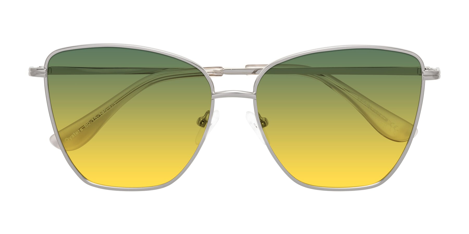 Folded Front of Oysters in Silver with Green / Yellow Gradient Lenses