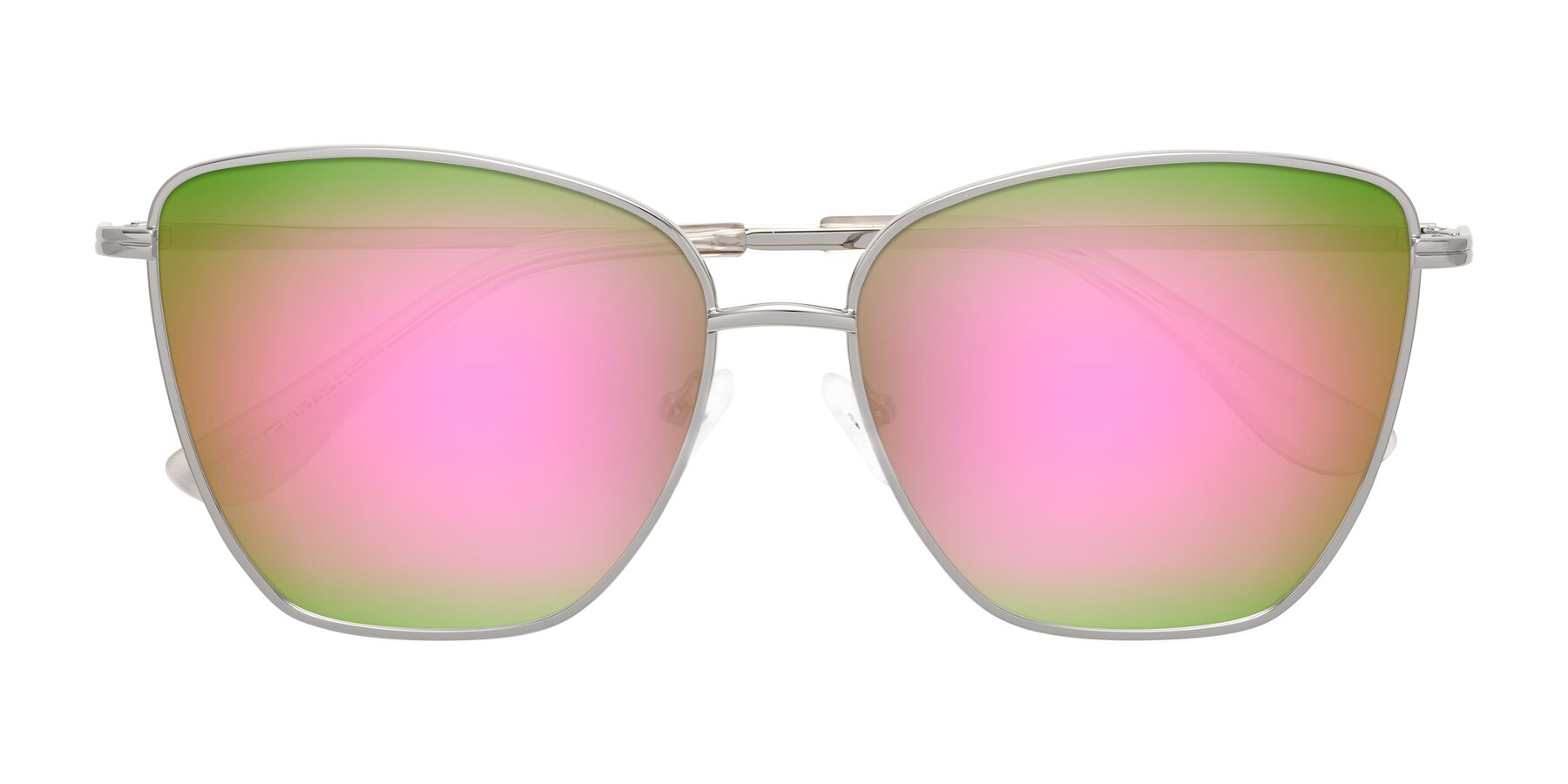 Folded Front of Oysters in Silver with Pink Mirrored Lenses