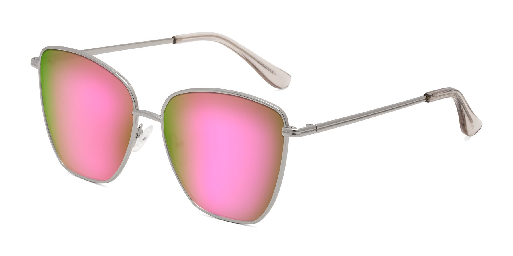 Angle of Oysters in Silver with Pink Mirrored Lenses