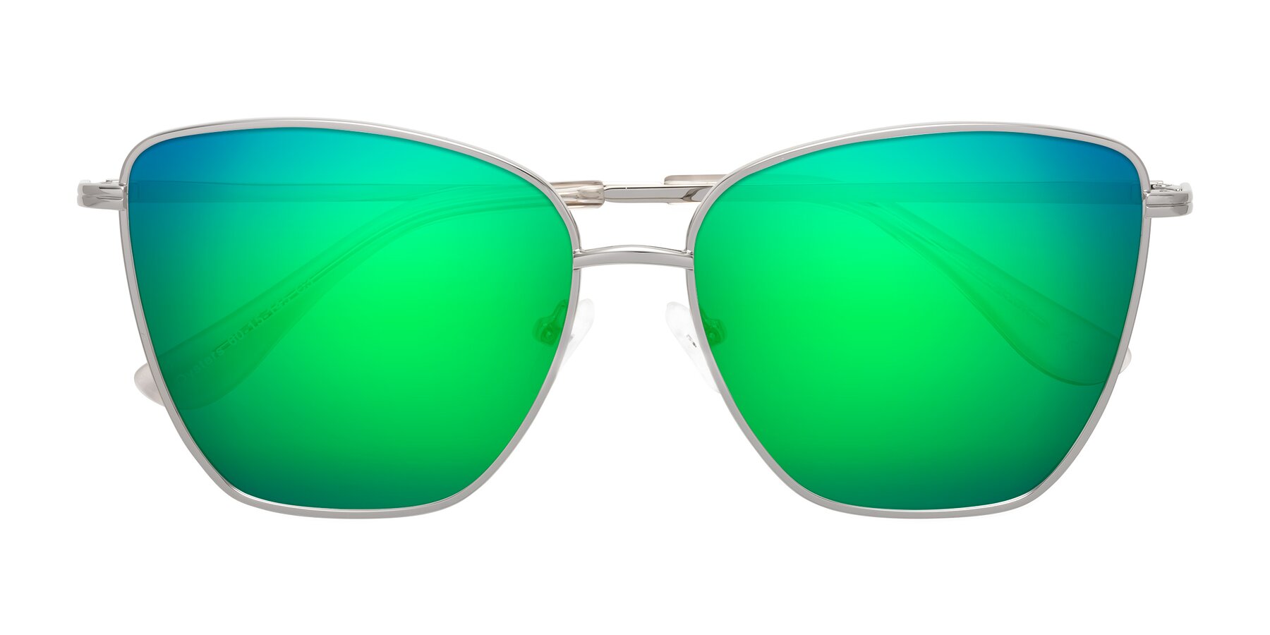 Folded Front of Oysters in Silver with Green Mirrored Lenses