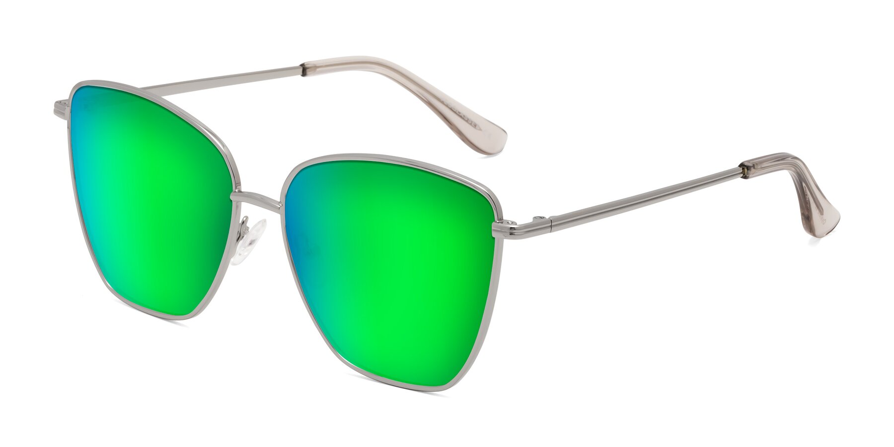 Angle of Oysters in Silver with Green Mirrored Lenses