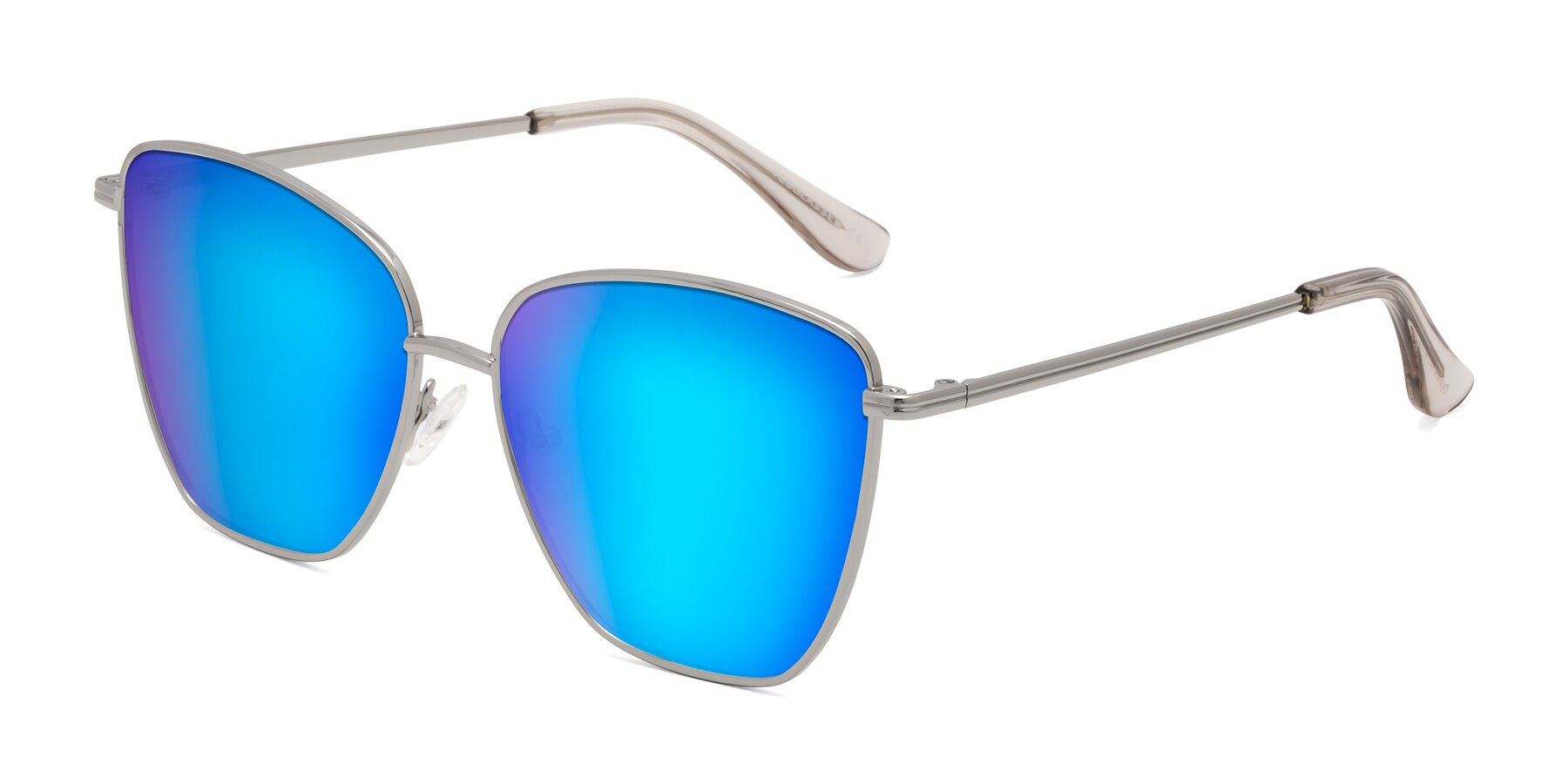 Angle of Oysters in Silver with Blue Mirrored Lenses