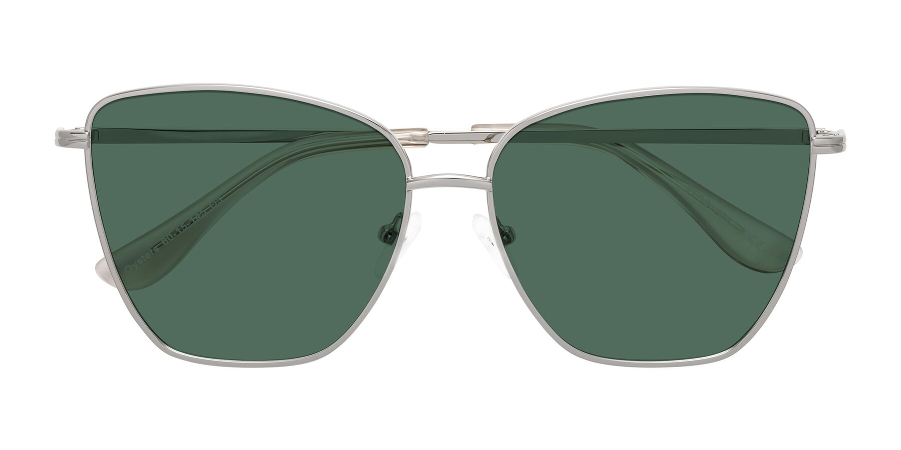 Folded Front of Oysters in Silver with Green Polarized Lenses