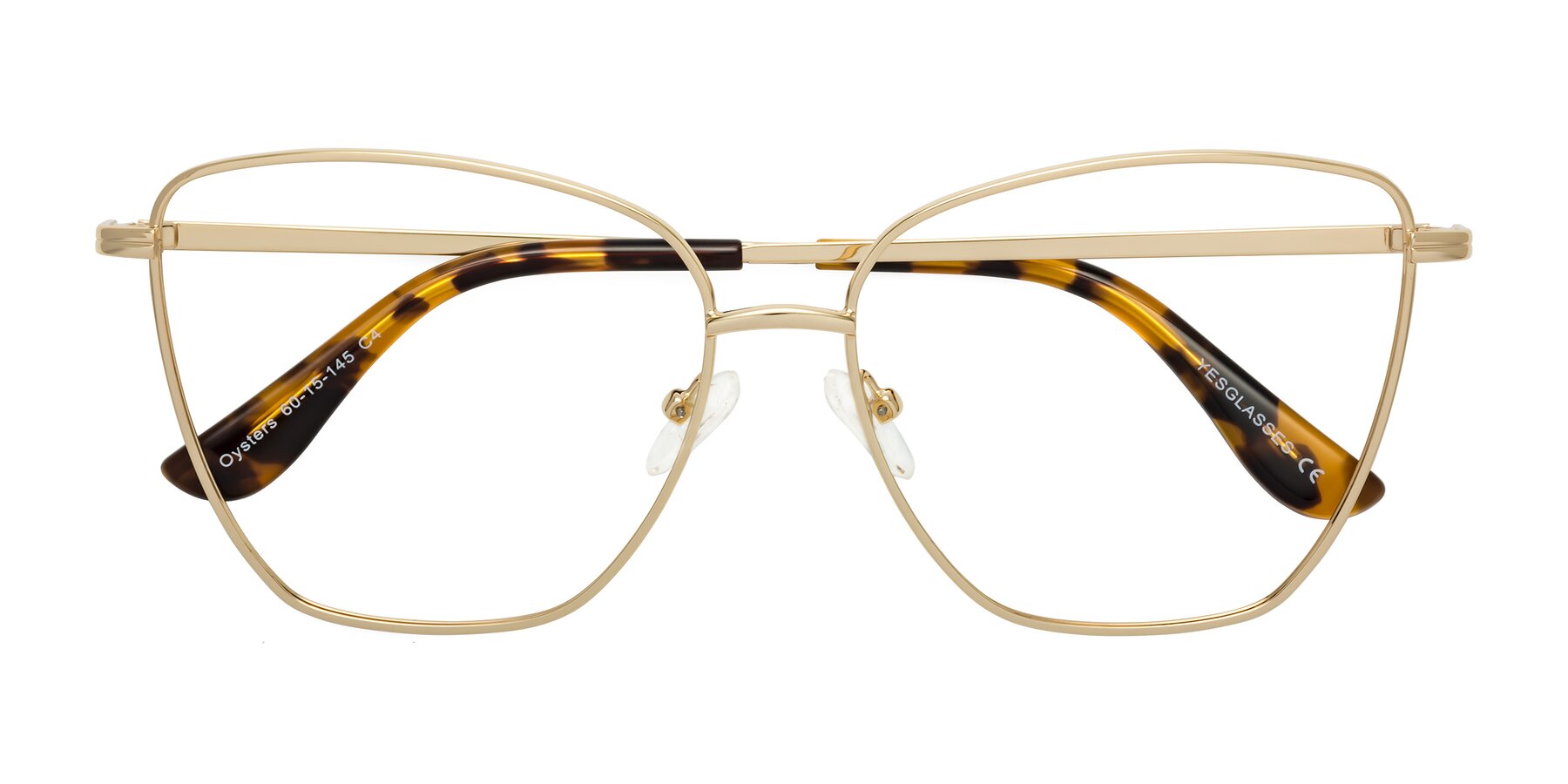 Folded Front of Oysters in Gold with Clear Blue Light Blocking Lenses