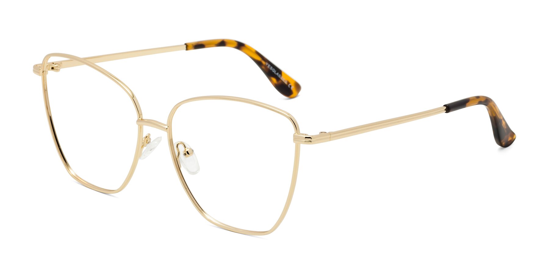 Angle of Oysters in Gold with Clear Reading Eyeglass Lenses