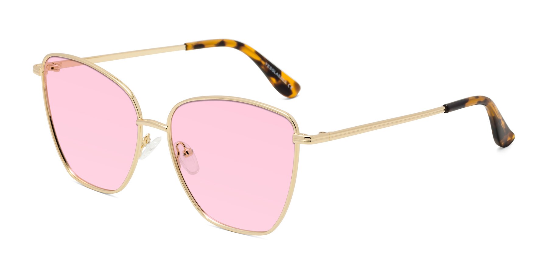 Angle of Oysters in Gold with Light Pink Tinted Lenses