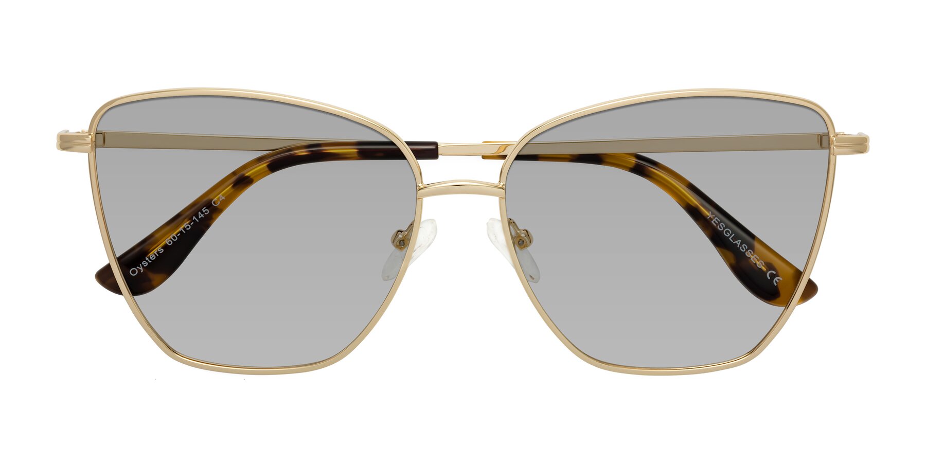 Folded Front of Oysters in Gold with Light Gray Tinted Lenses