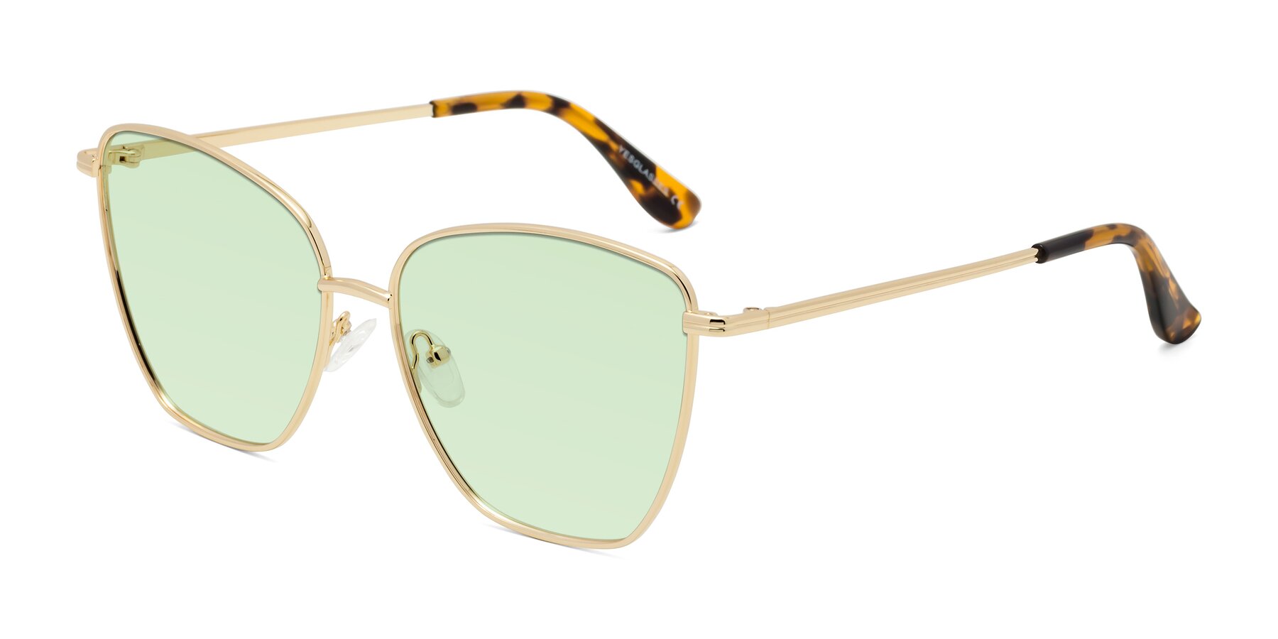 Angle of Oysters in Gold with Light Green Tinted Lenses