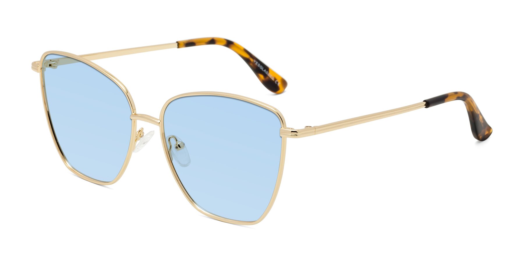 Angle of Oysters in Gold with Light Blue Tinted Lenses