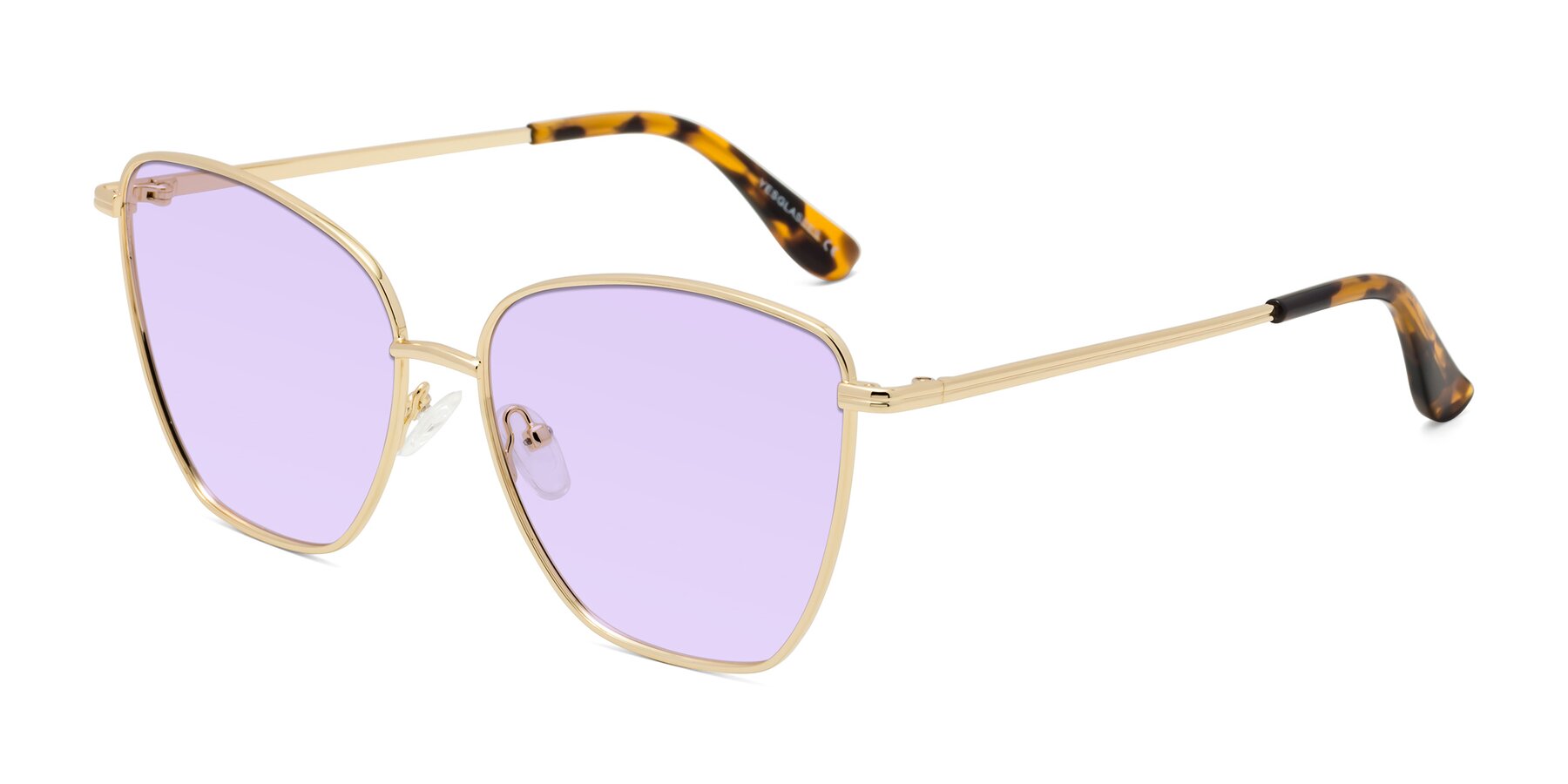 Angle of Oysters in Gold with Light Purple Tinted Lenses