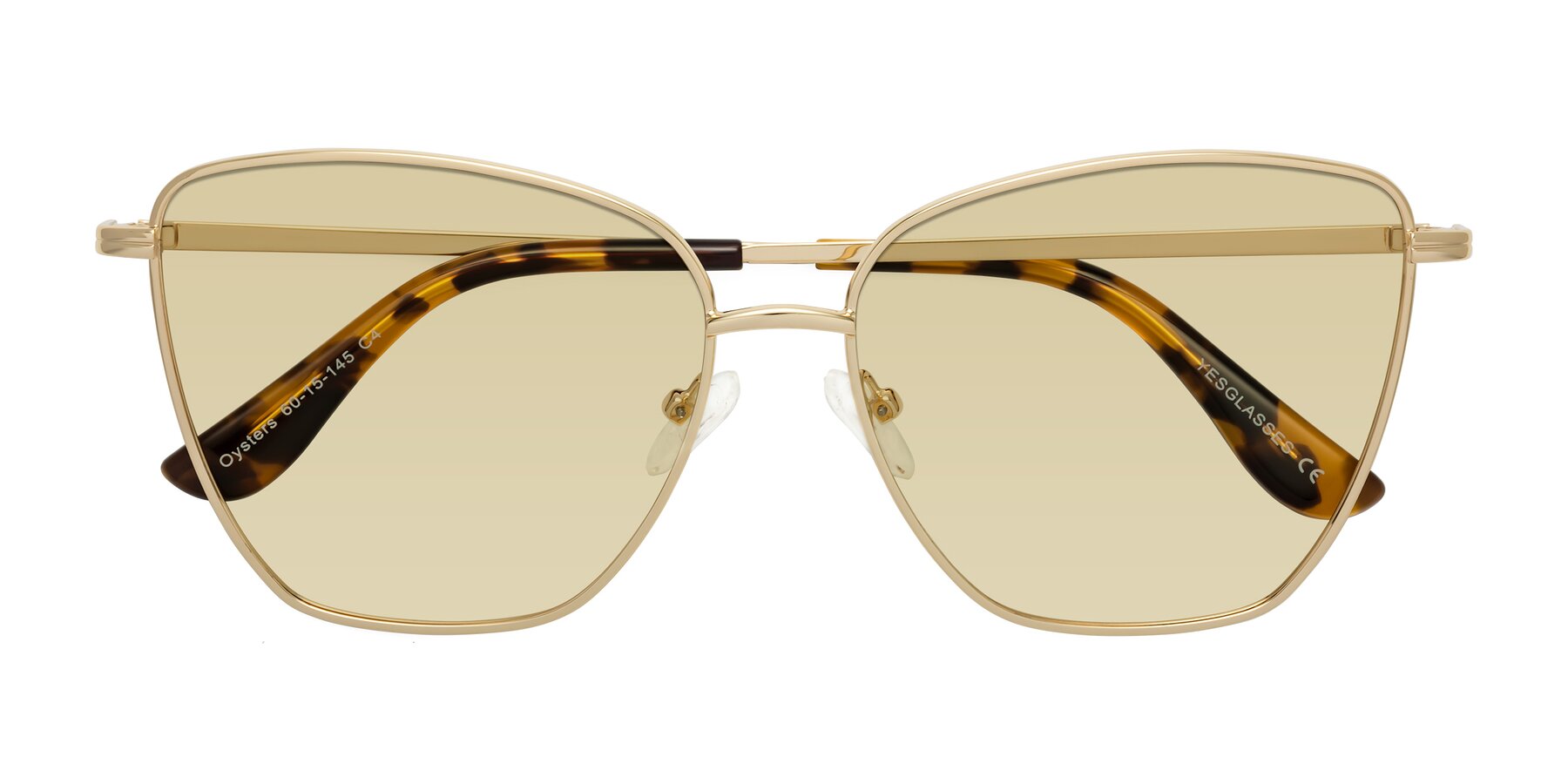 Folded Front of Oysters in Gold with Light Champagne Tinted Lenses