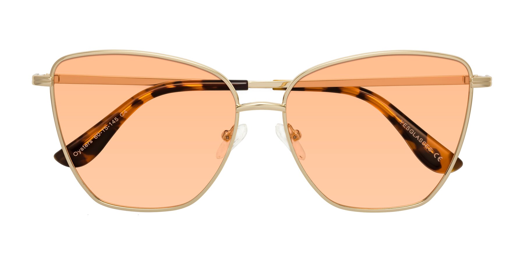 Folded Front of Oysters in Gold with Light Orange Tinted Lenses