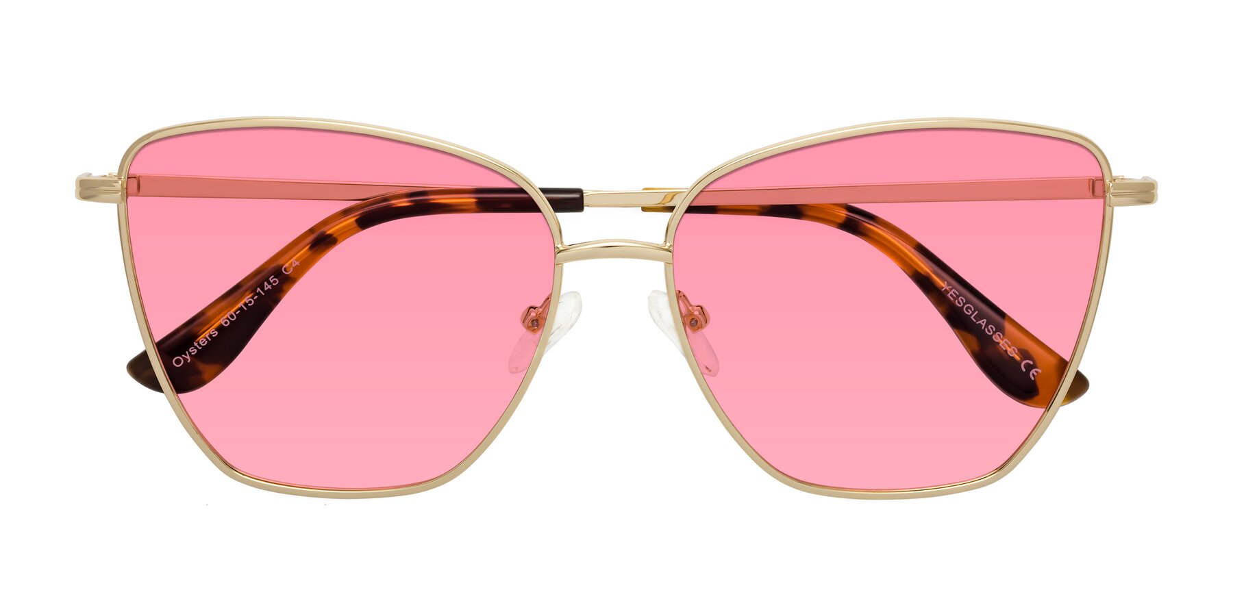 Folded Front of Oysters in Gold with Pink Tinted Lenses