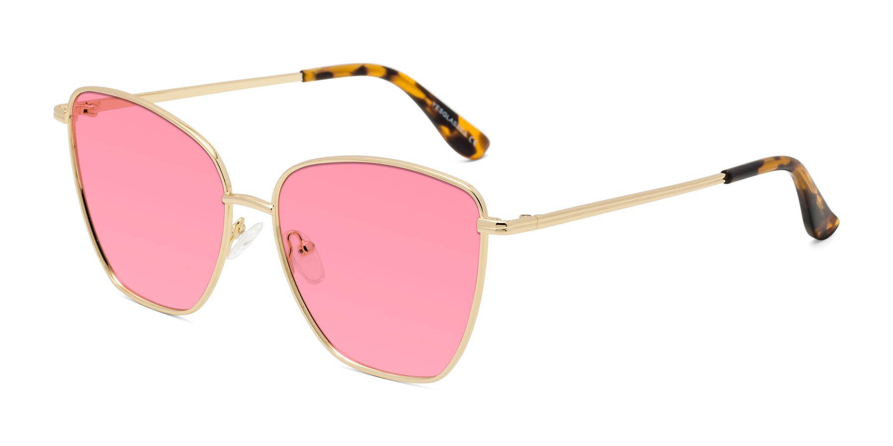 Angle of Oysters in Gold with Pink Tinted Lenses