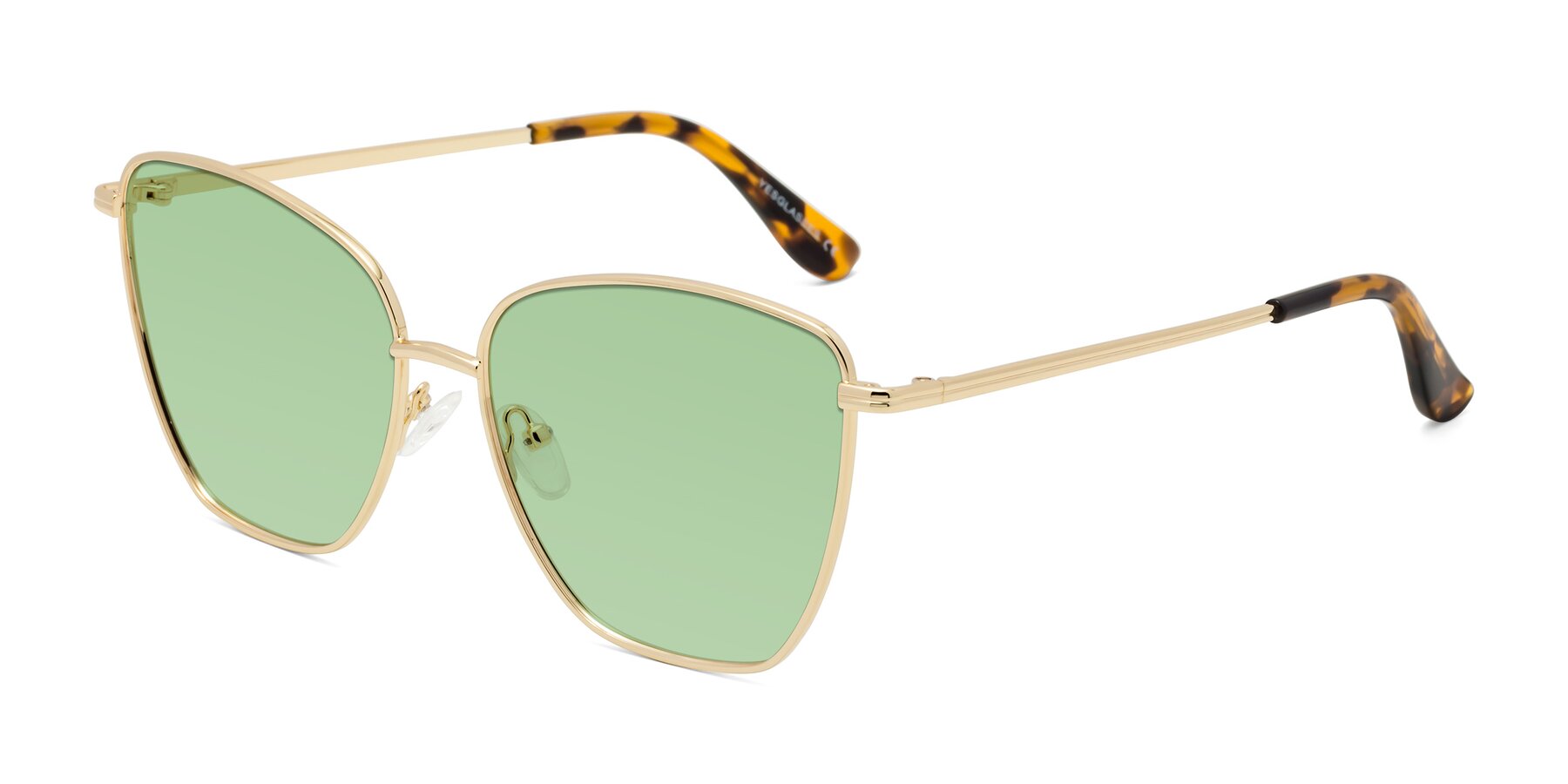 Angle of Oysters in Gold with Medium Green Tinted Lenses