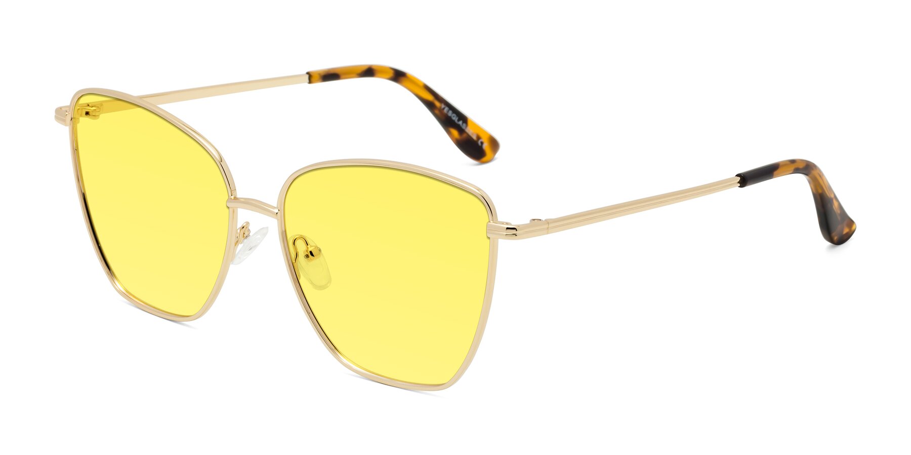 Angle of Oysters in Gold with Medium Yellow Tinted Lenses