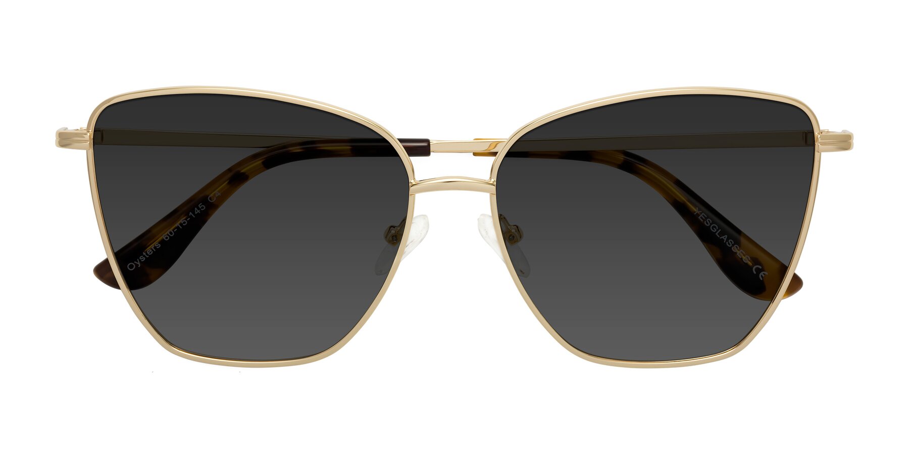 Folded Front of Oysters in Gold with Gray Tinted Lenses