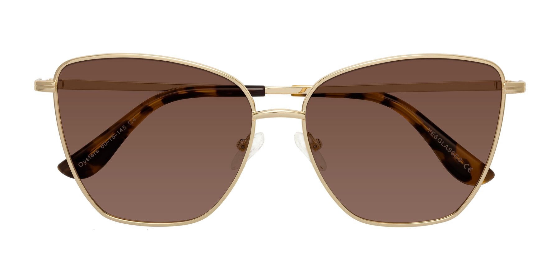 Folded Front of Oysters in Gold with Brown Tinted Lenses