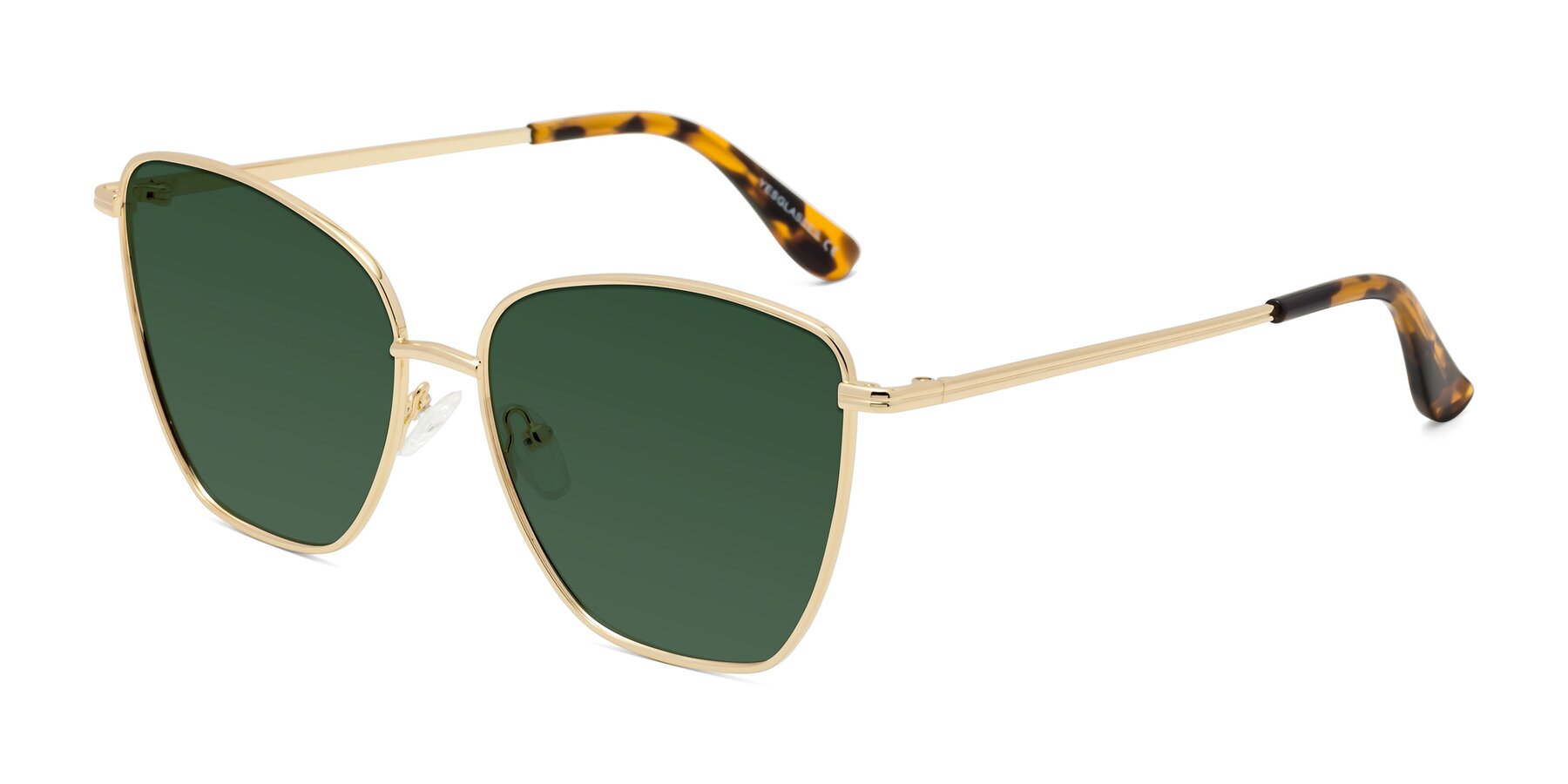 Angle of Oysters in Gold with Green Tinted Lenses