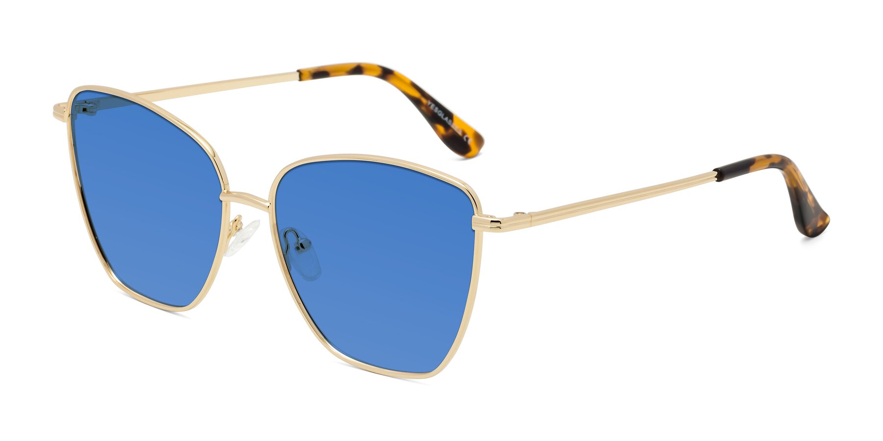 Angle of Oysters in Gold with Blue Tinted Lenses