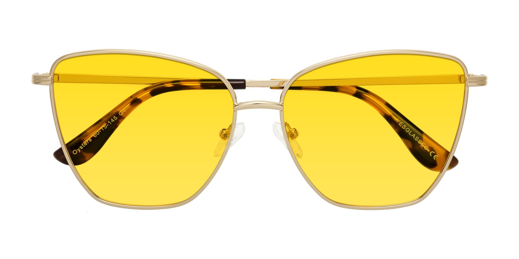 Folded Front of Oysters in Gold with Yellow Tinted Lenses