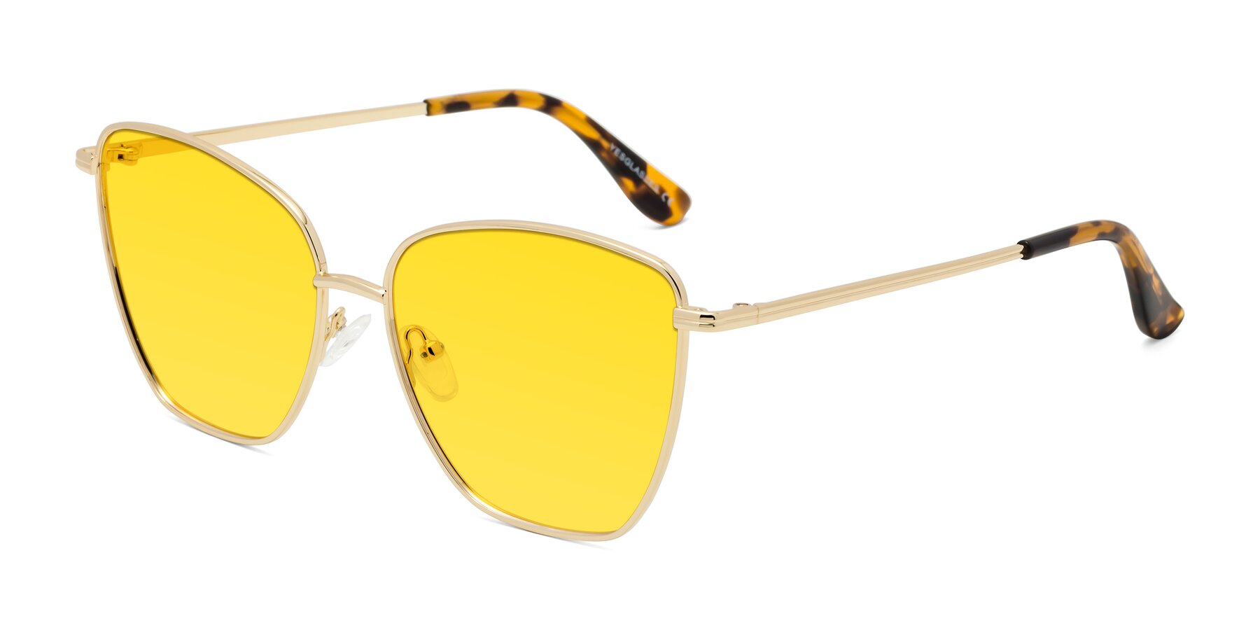 Angle of Oysters in Gold with Yellow Tinted Lenses