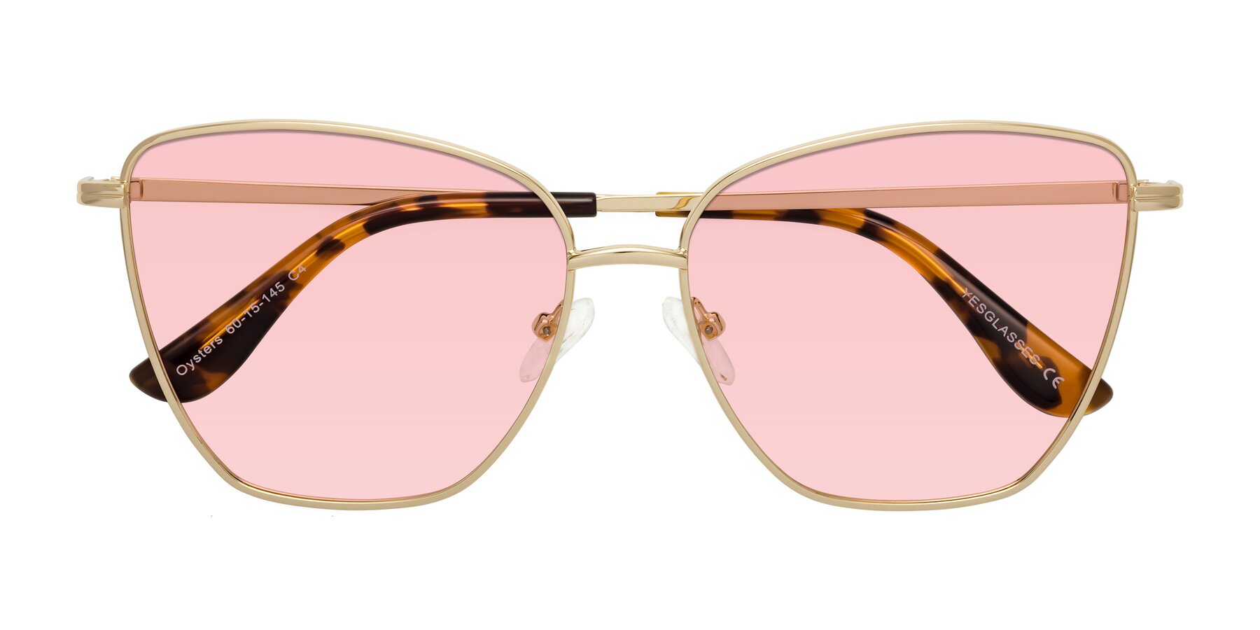 Folded Front of Oysters in Gold with Light Garnet Tinted Lenses