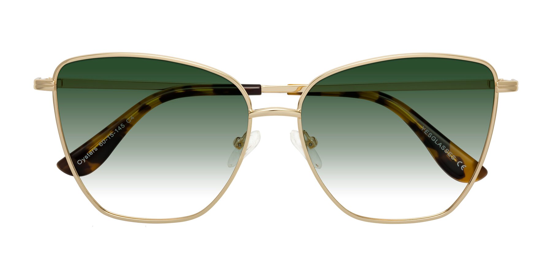 Folded Front of Oysters in Gold with Green Gradient Lenses