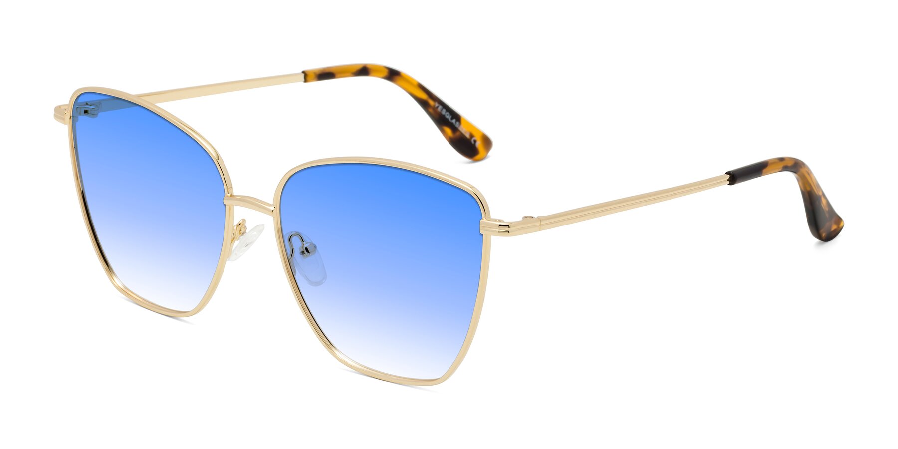 Angle of Oysters in Gold with Blue Gradient Lenses