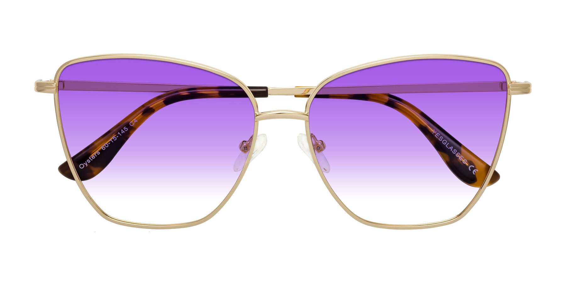 Folded Front of Oysters in Gold with Purple Gradient Lenses