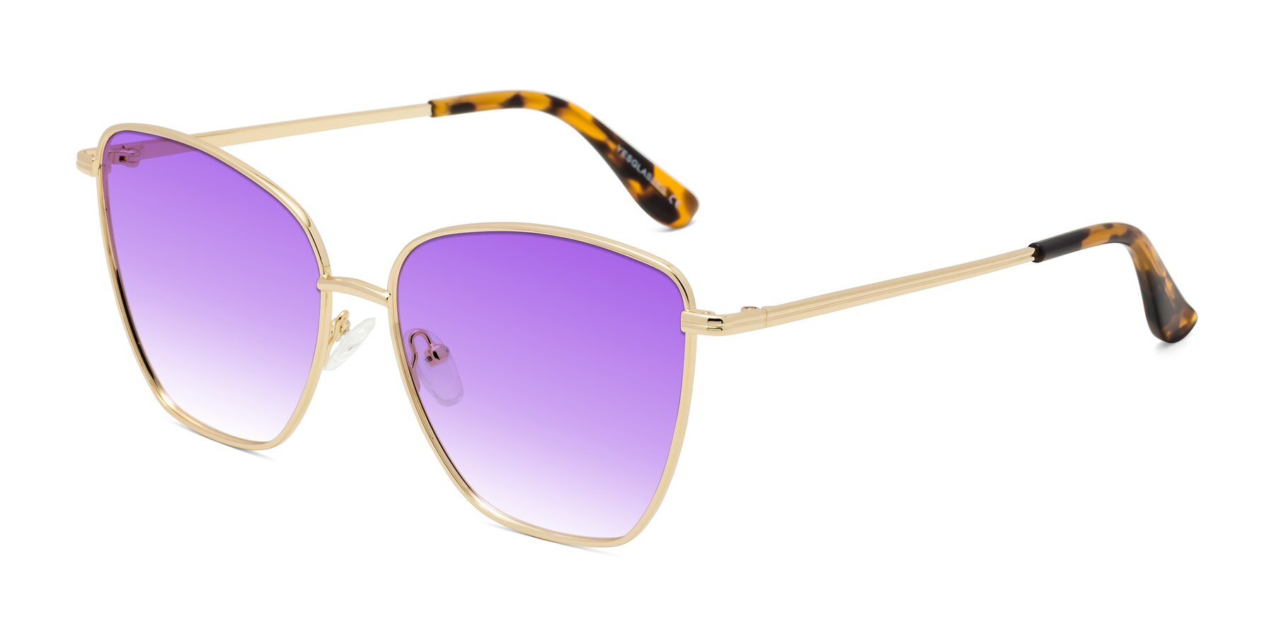 Angle of Oysters in Gold with Purple Gradient Lenses