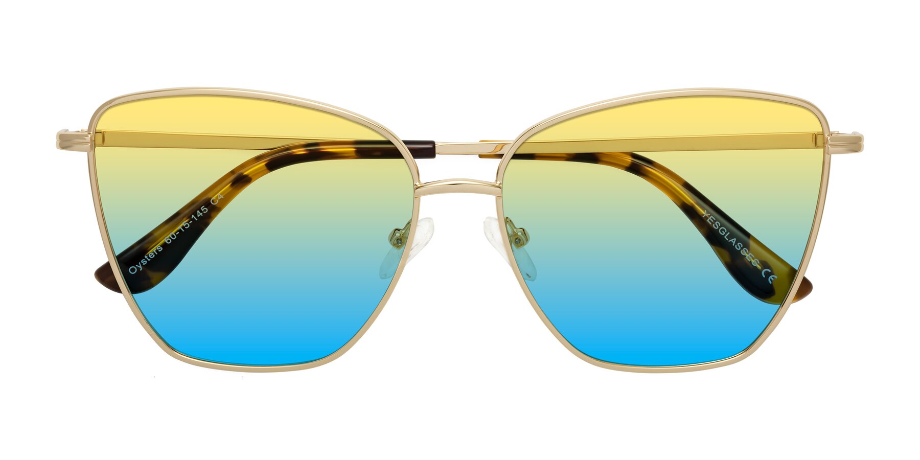 Folded Front of Oysters in Gold with Yellow / Blue Gradient Lenses